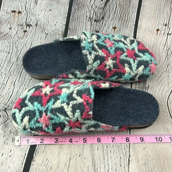 MANDEL Made in Italy Blue White & Pink Stars Slip On Clogs Mules Flats - Picture 7 of 17